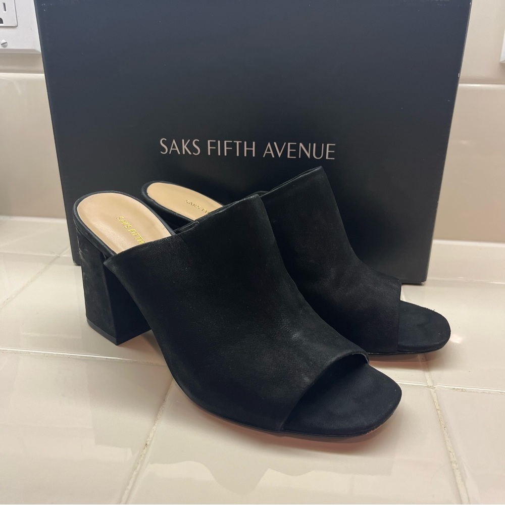 Saks Fifth Avenue Black Mule Heel